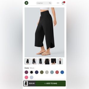 HALARA Black Wide-Leg Cropped Pants